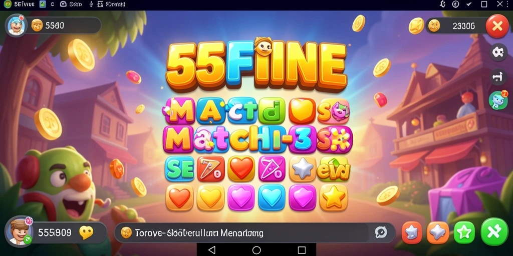 Gameplay menyenangkan 55FIVE dengan tantangan Match-3 yang menarik.