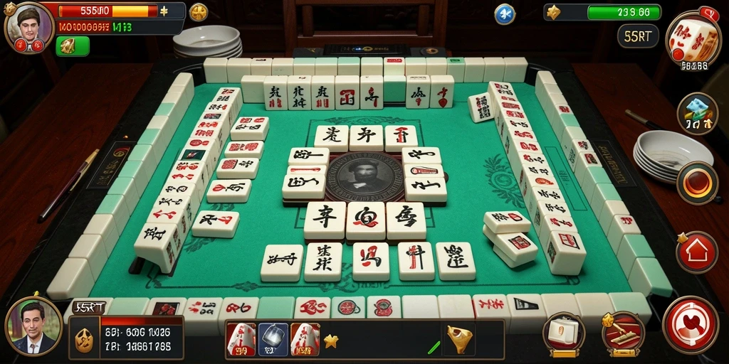 Tampilan gameplay menarik dari 55RT Mahjong.