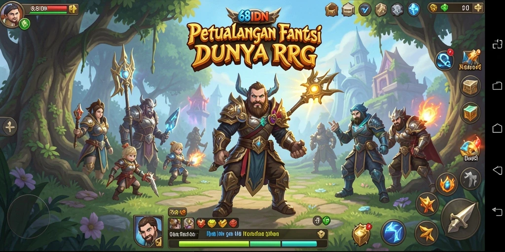Screenshot gameplay 68IDN yang menunjukkan pertempuran epik dalam dunia RPG.