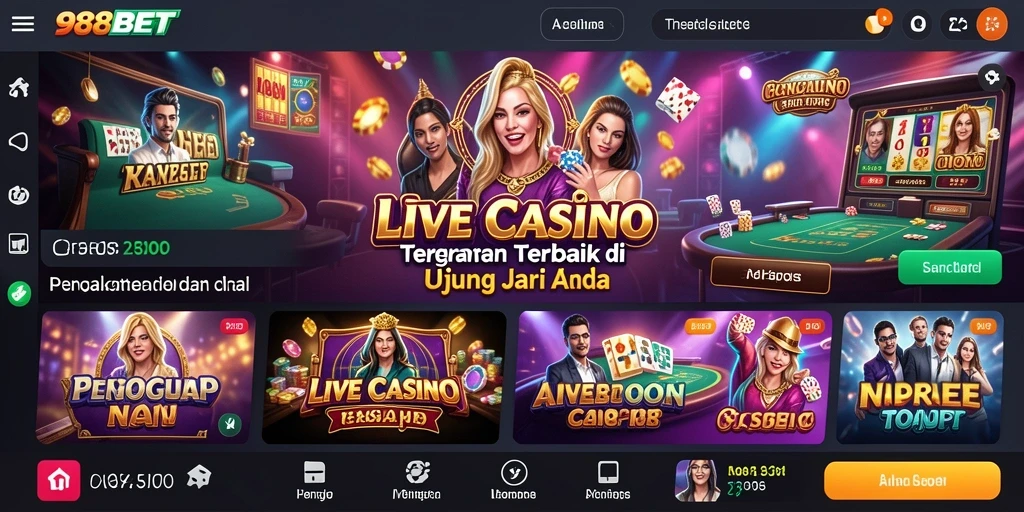 Tampilan gameplay Live Casino yang interaktif dan mendebarkan.