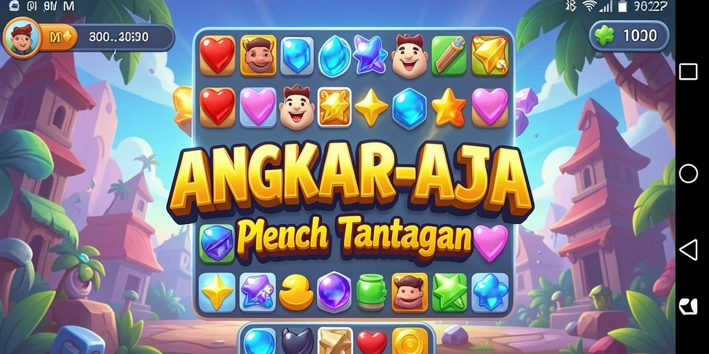 Tampilan menakjubkan gameplay Match-3 dengan berbagai permata.