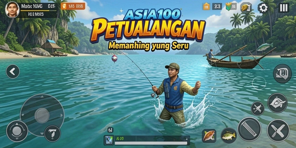 Gameplay ASIA100 yang menarik dengan berbagai jenis ikan.
