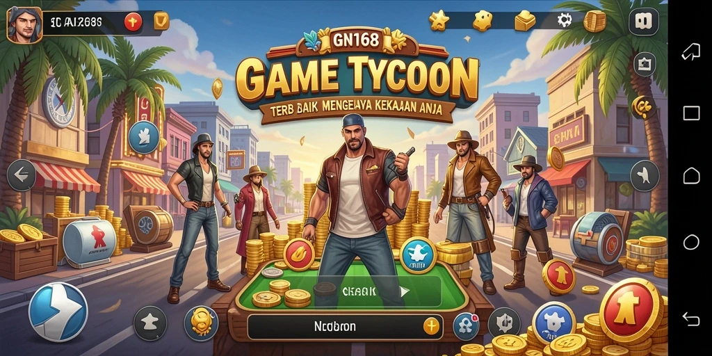 Tampilan gameplay menarik dari GN168 dalam mengelola bisnis Tycoon.