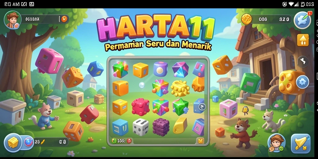 Screenshot HARTA11 menunjukkan gameplay menantang dengan beragam puzzle.