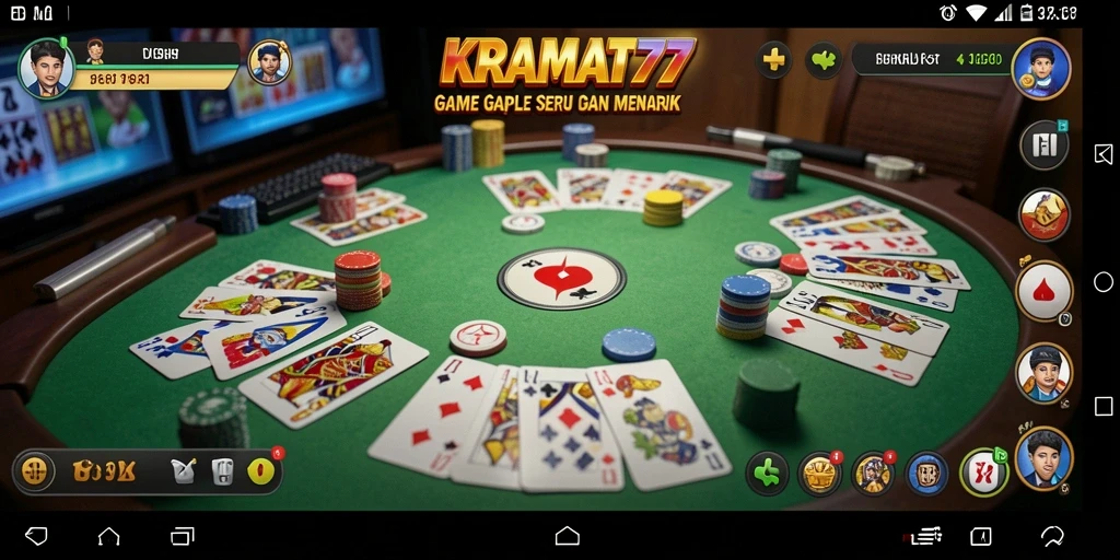Tampilan gameplay seru KRAMAT77 dengan kartu Gaple.