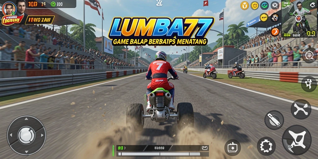 Screenshot gameplay LUMBA77 menampilkan balapan yang seru dan grafis yang memukau.