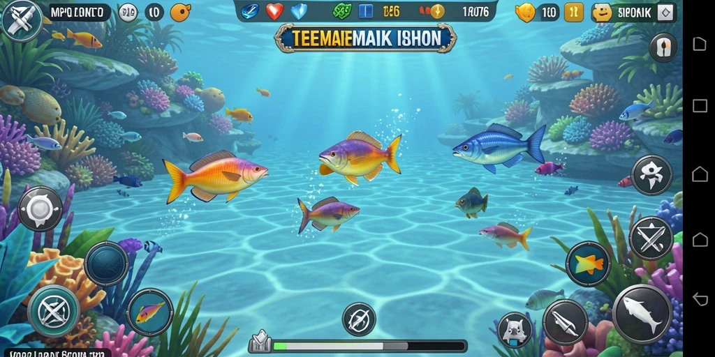 Tangkapan layar gameplay seru dari MPO76 yang menembak ikan.