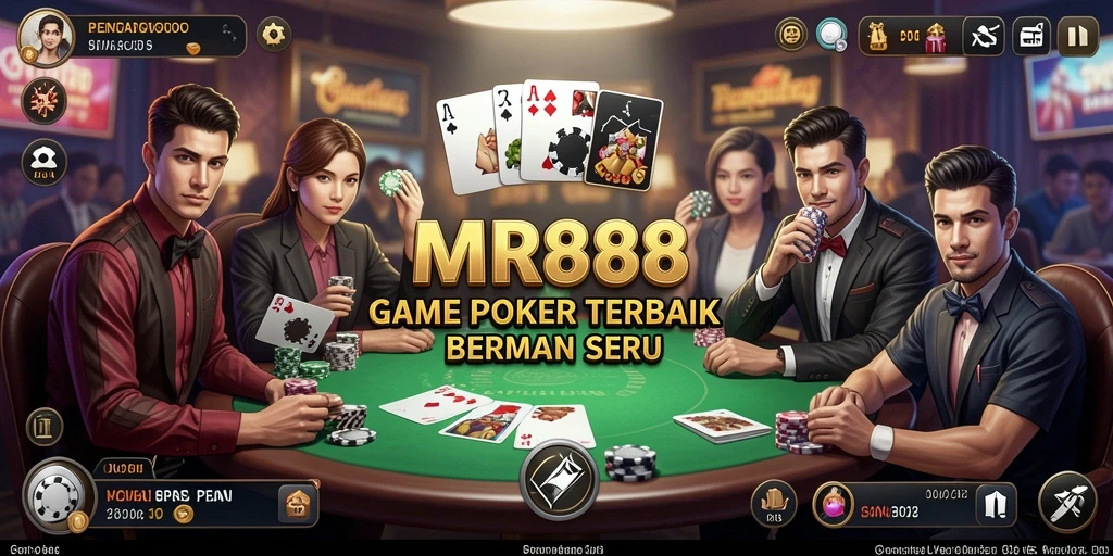 Tampilan gameplay poker yang mendebarkan dan interaktif di MR888.