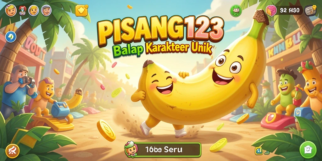 Gameplay PISANG123 yang menegangkan dengan karakter berlomba di trek.