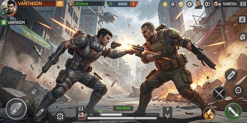 Tampilan seru dalam permainan Action VANTAIDN dengan pertarungan intens.