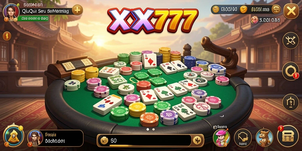 Tampilan gameplay seru di XXX777 dengan suasana kompetisi QiuQiu.